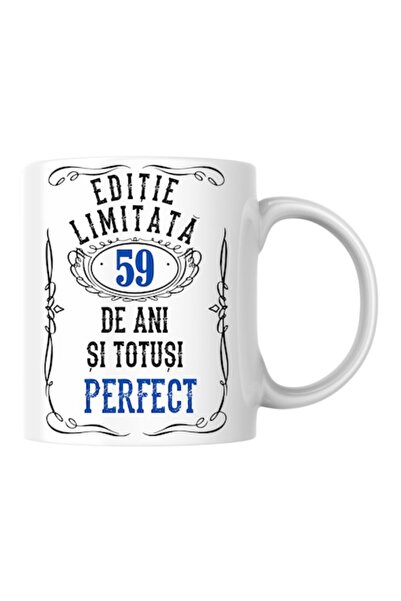 T&M Personalizare Cană personalizată - Ediție limitată „59 de ani și perfect”, albă, 330 ml