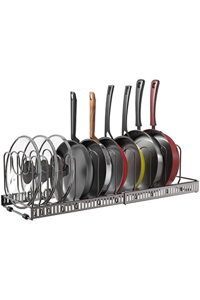 Generic SKY-TOUCH Expandable Pot and Pan Organizer Rack with 10 Adjustable Dividers – Black