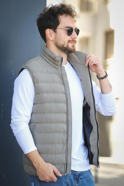 Oksit Doxfa Waterproof Pocket Zipper Detail Stand Collar Men's Puffer Vest