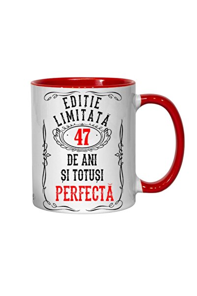 T&M Personalizare Personalized Mug - Limited Edition 47 Years and Perfect, Red Interior, 330 ml