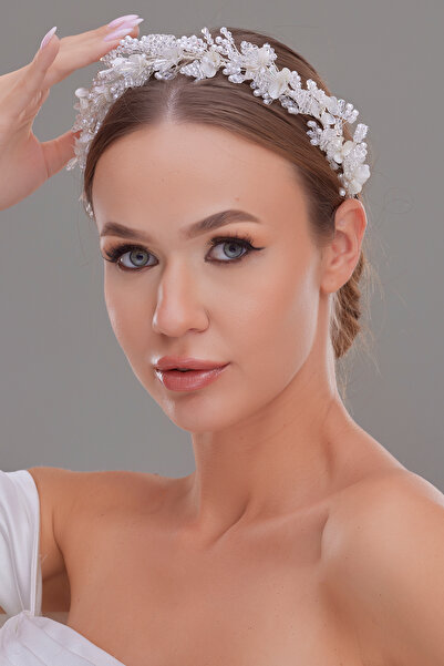 ESPEREST Tiara de mireasă romantică cu perle de crin și cristale, pentru logodnă, henna și nuntă