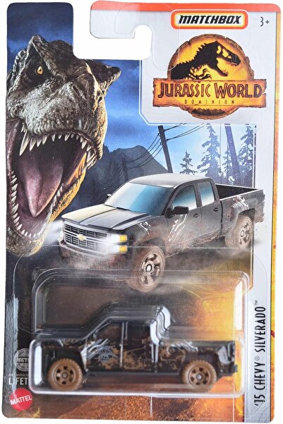 Matchbox شاحنة شيفروليه سيلفرادو، جوراسيك وورلد دومينيون، للأطفال، للجنسين، للأطفال