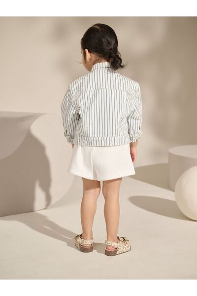Next Baby Cotton White Blue Striped Ruffled Jacket