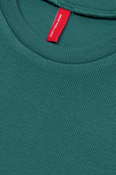 Cottonland Men's Rocco O Neck Medium Thick Ribbed Stretch Long Sleeve Cotton T-Shirt Dark Green