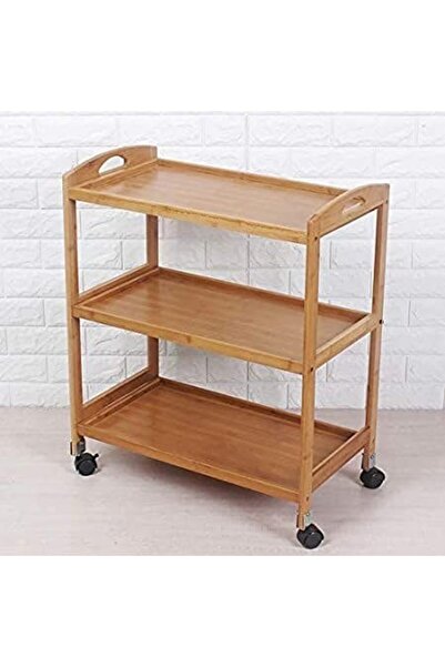 genric FFD 3-Tier Bamboo Kitchen Trolley with Wheels, Multi-Purpose Rolling C...