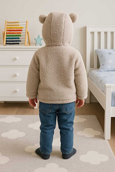 MİLAYS LİFE HOME COLLECTİON 1-3 Years Old Lamb Welsoft Hooded Embroidered Cardigan