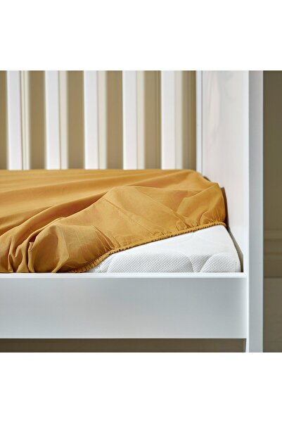 IKEA GULDVÄVARE Fitted sheet for cot, dark yellow/blue, 60 x 120 cm