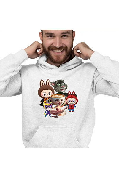 OEM Ανδρικό Φούτερ με Κουκούλα Talking Tom Labubu Harry Potter Ballerina Spid...
