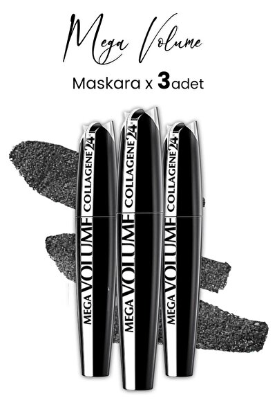 L'Oreal Paris Loreal Paris Mega Volume Collagene 24H Siyah Maskara x 3 Adet