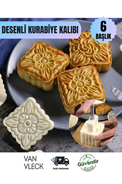 VAN VLECK 6’lı Desenli Kare Kurabiye Kalıbı – Hamur Kesici Aparatlı, Pasta ve...