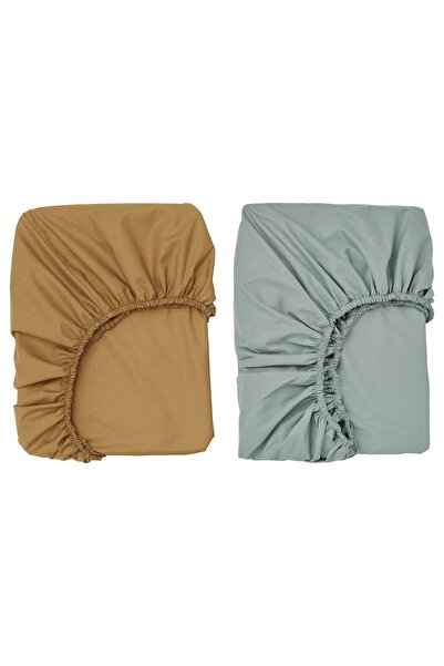 IKEA GULDVÄVARE Fitted sheet for cot, dark yellow/blue, 60 x 120 cm