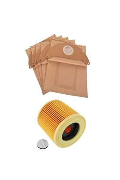 STRATEGIC Σετ 5 χάρτινων σακουλών και φίλτρων συμβατά με τις ηλεκτρικές σκούπες KARCHER WD 2 A2004 2054 WD 2.200 2.250 MV 2