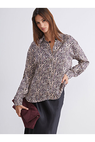 LC Waikiki Brown Patterned Satin Women's Shirt
