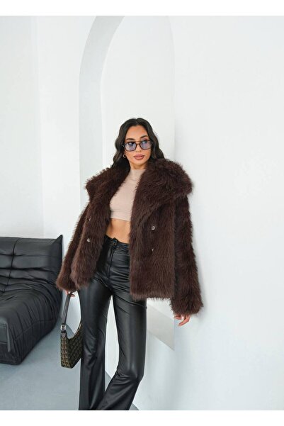 Slassy Wear Kahverengi astarlı peluş suni