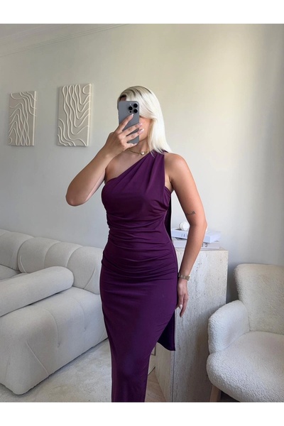 Zora Butik Boyun Bağlamalı Drapeli Elbise - MOR
