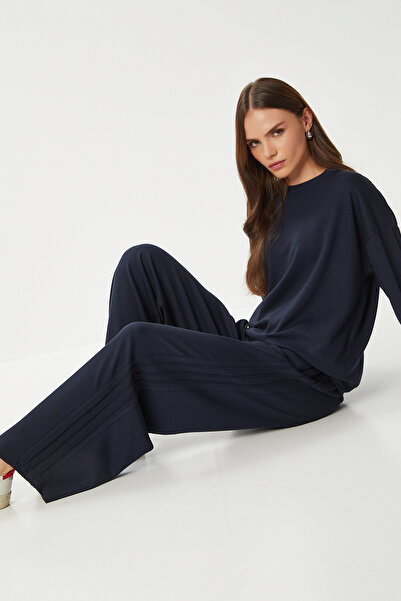 Lovelyİstanbul Puha modális alsó-felső szett LCR0096 SÖTÉTKÉK