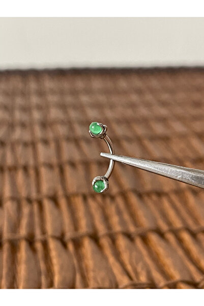 Rupen Kraft 323 L Cerrahi Çelik Doğal Taşlı Kaş Kulak Snug Helix Kıkırdak Daith Conch Rook Tragus Piercing