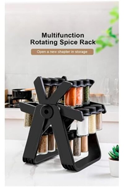 Generic 360 Degree Rotating Spice Rack - Adjustable Kitchen Organizer with 18 Spice Jars
