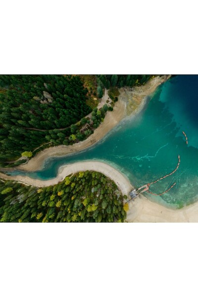 OEM Tapet premium pe pânză, peisaj lac albastru și pădure, 120x180 cm