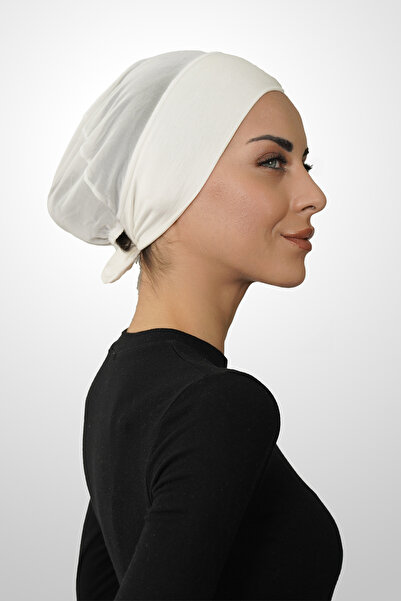 Şalcenneti.com Breathable Mesh Air Conditioned Bonnet – Seamless Front, Cream Color for Daily and Sports Use