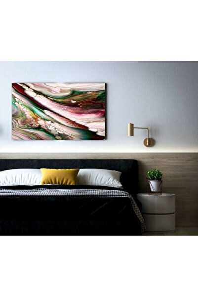 OEM Pictură Premium pe pânză, Marmură abstractă colorată, verde, roșu, galben, celule albe, 30 x 40 cm