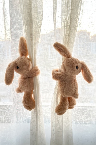 MOISY Double Hugging Rabbit Ultra Soft Plush (Curtain Accessory) - Caramel