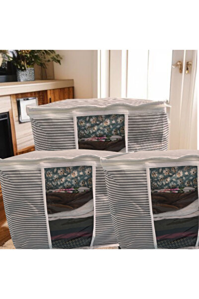 Miraç 3-Piece Gray Striped Windowed Sweater Box Size 40X40X30