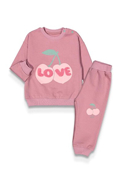 baby flamindo طقم رياضي للفتيات من بيبي فلاميندو بطباعة وتطريز الكرز مكون من ...