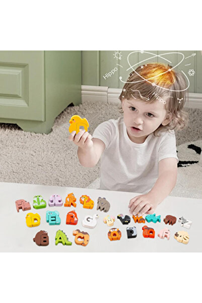 LUDIRO Δημιουργικό Ξύλινο Σετ Αλφαβήτου, Γράμματα Ζώων Montessori, Εκπαίδευση μέσω Παιχνιδιού, +3 Ετών