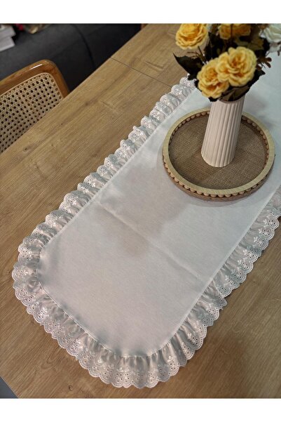 NURGİTA HOME 100% бавовна Duck Linen Fisto з рюшами Овальний бігунок (40x110)