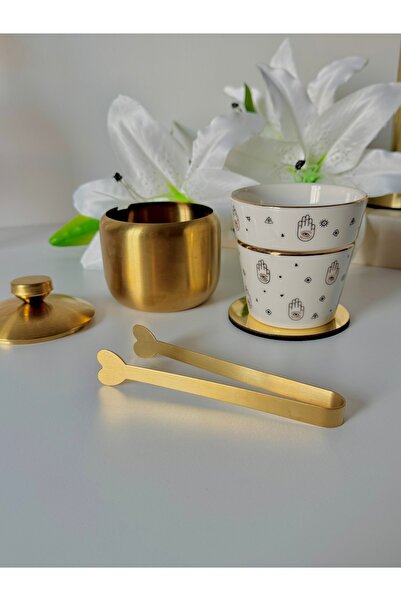 TOGO 1 adet gold şeker maşası-şeker maşa-kalp desen maşa