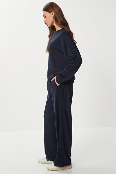 Lovelyİstanbul Puha modális alsó-felső szett LCR0096 SÖTÉTKÉK