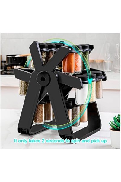 Generic 360 Degree Rotating Spice Rack - Adjustable Kitchen Organizer with 18 Spice Jars