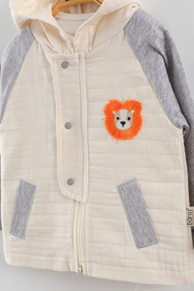 Mini Baray Baby Boy Lion Embroidery Jacket 3-Piece Tracksuit Set (9-12-18-24 Months)