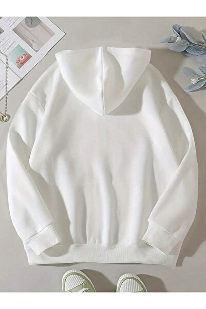 COHERENT Unisex Cardigan Butterfly Special Printed Winter Oversize Hooded Zippered Pocket Detailed Cardigan