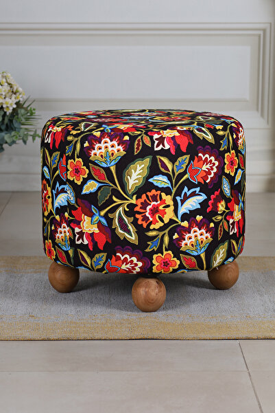 PUFMANYA POLO X-LARGE 45 X 45 CM DOĞAL AHŞAP GÜRGEN AYAKLI YUMUŞACIK PELUŞ PUF KOLTUK