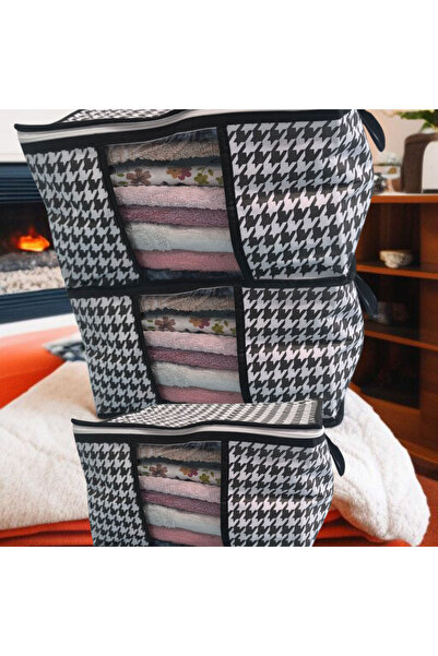 Miraç 3-Piece Black Windowed Socks Drawer Organizer 34X22X22