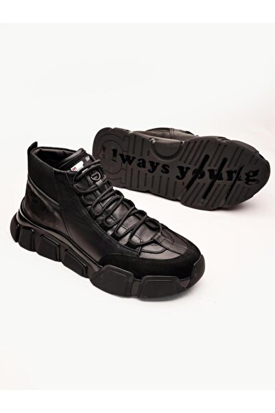 İBAY BLACK TANK HAKİKİ DERİ ERKEK KALIN TABAN SAĞLAM BOT