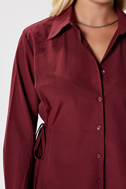 Ritnice Women's Adrian Side Tie Detail Burgundy Shirt