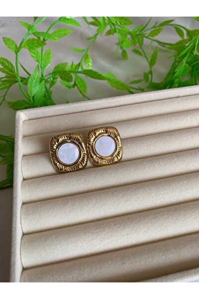 Ebruli أقراط من الفولاذ الذهبي بتفاصيل عتيقة