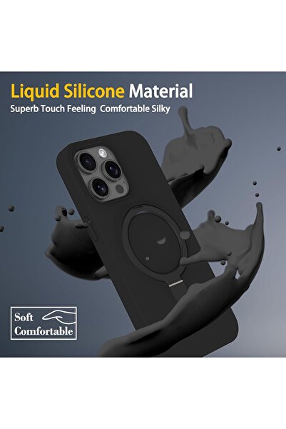 m.tk moveteck Apple iPhone 16 Pro Max Kılıf Magsafe Halkalı Extra Standlı içi Kadife Yumuşak Renkli Silikon Kapak