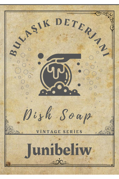 junibeliw VİNTAGE Suya Dayanıklı Etiket Bulaşık Deterjanlık