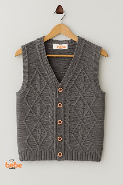 Trend Bebe Butik Erkek Çocuk Örgü Yelek, Düğmeli Kışlık Hırka Modelleri Okul, Günlük Kullanımı İçin Triko Süveter