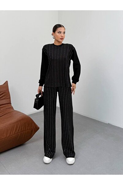 MY DEPO Set de îmbrăcăminte confortabil pentru femei, cu detaliu de piatră, d...