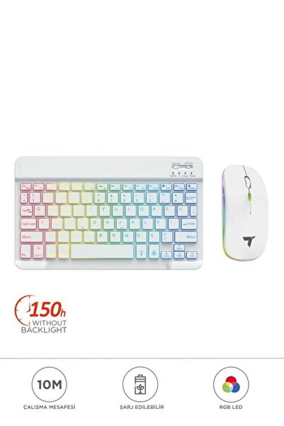 Başkenttekno 09 Şarj Edilebilir RGB Işıklı Kablosuz Klavye Mouse Seti