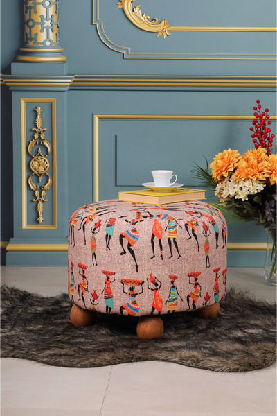 PUFMANYA POLO X-LARGE 45 X 45 CM DOĞAL AHŞAP GÜRGEN AYAKLI YUMUŞACIK PELUŞ PU...