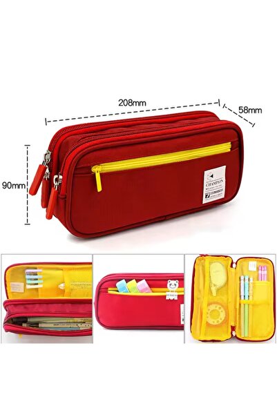 Meyra Accessories Champion Patterned Stylishly Designed Canvas Large Capacity Pencil Case Wallet Preschool Gift