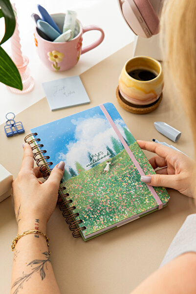 PAPERORA A5 Spiralli Sert Kapak Lastikli Çizgili Tarihsiz Not Defteri Manzara