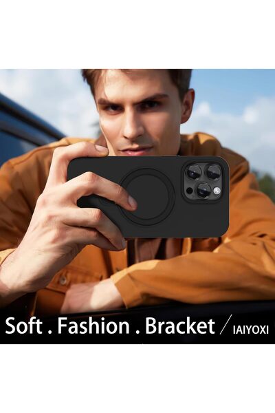 m.tk moveteck Apple iPhone 16 Pro Max Kılıf Magsafe Halkalı Extra Standlı içi Kadife Yumuşak Renkli Silikon Kapak