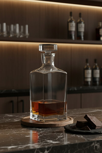 Paşabahçe 92060 Prisma Serisi Cam Kapaklı Kristal Cam Viski Şişesi, Karaf 800cc